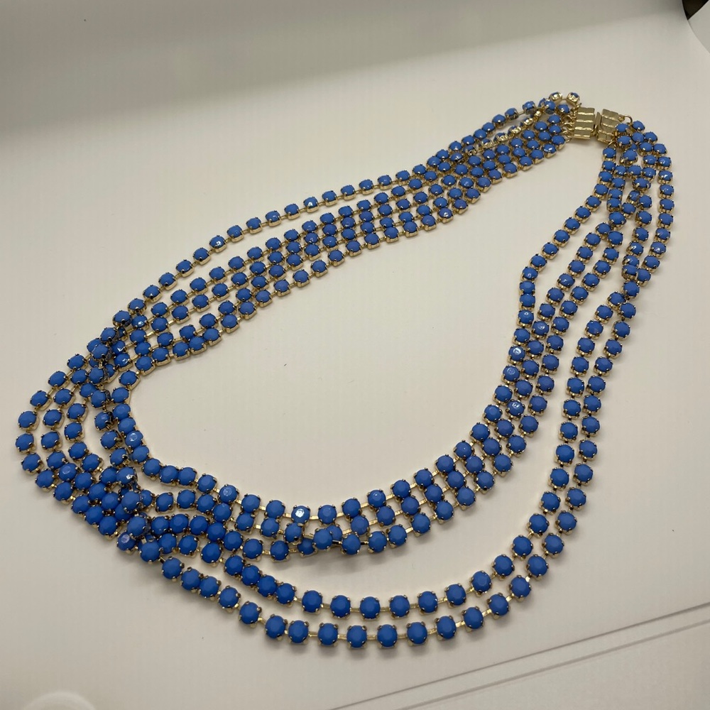Blue bead tiered necklace